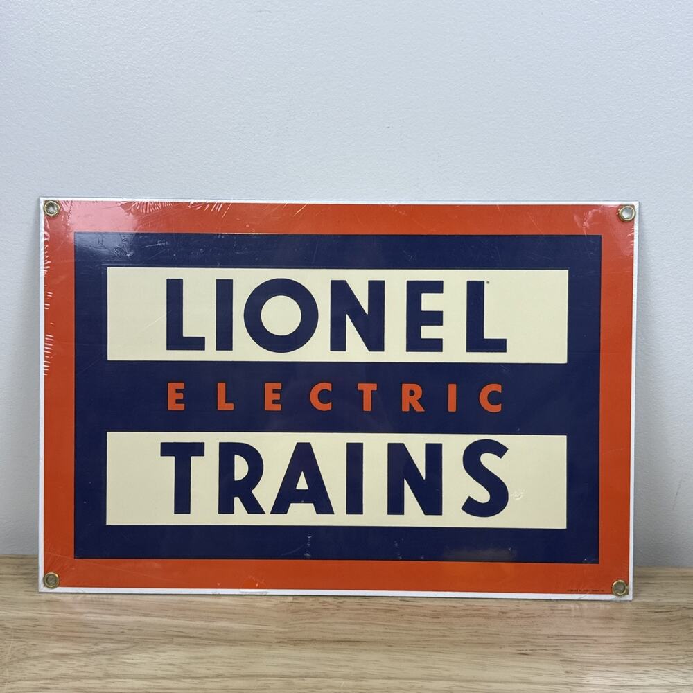 Porcelain LIONEL ELECTRIC TRAINS Sign by Ande Rooney 12x8 NEW SEALED